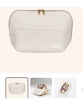 Haven Bag Co. Vegan Leather Ivory Fold Down Cosmetic Bag